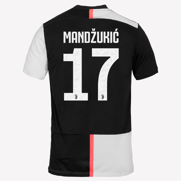 Trikot Juventus NO.17 Mandzukic Heim 2019-20 Weiß Schwarz Fussballtrikots Günstig